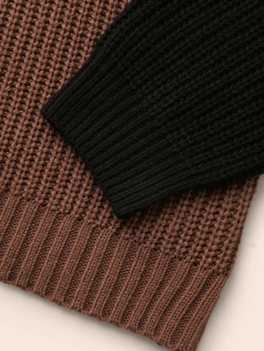 Colorblock Contrast Drop Shoulder Pullover