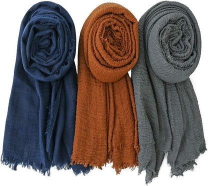Soft Cotton Hemp Scarf Wrap Long Hijab Scarves for Women