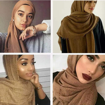 Soft Cotton Hemp Scarf Wrap Long Hijab Scarves for Women