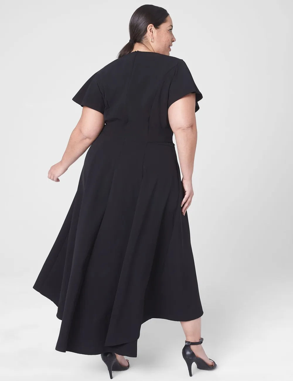 Lena V-Neck High-Low Midi Dress