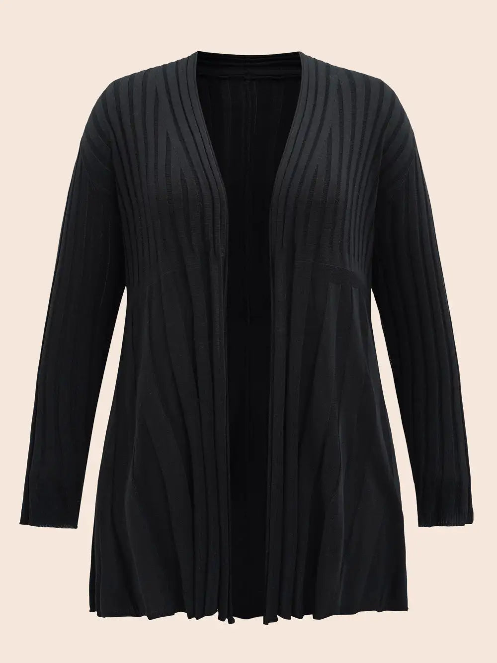 Plain Textured Kimono Collar Cardigan