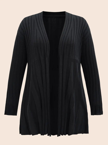Plain Textured Kimono Collar Cardigan