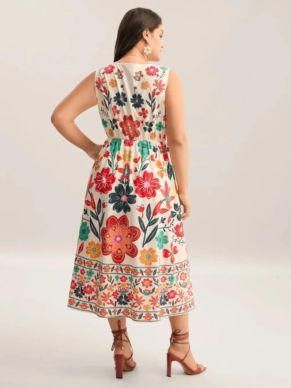 Floral Drama Cinched-Waist Maxi Dress