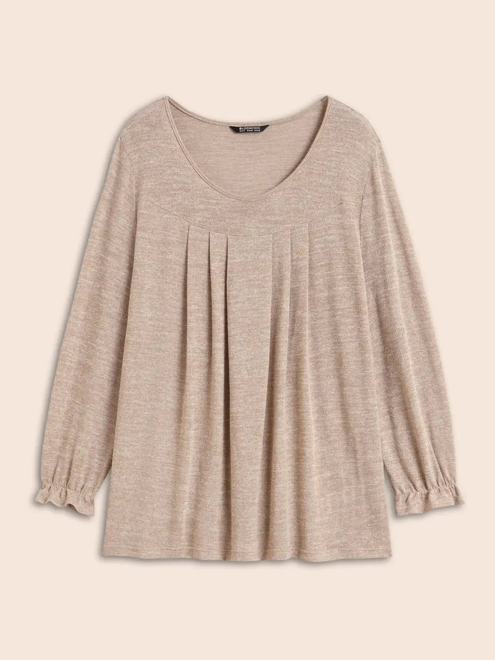 Round Neck Heather Pleated T-Shirt