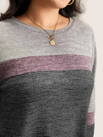 Heather Colorblock Contrast Crew Neck T-Shirt