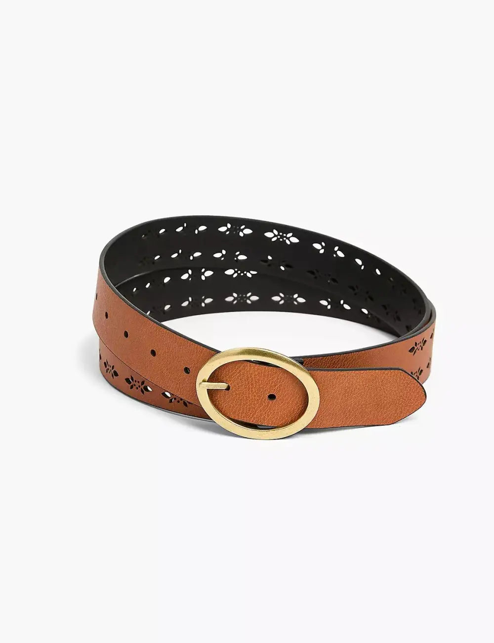 Reversible Perforated Faux-Leather Versatile Belt