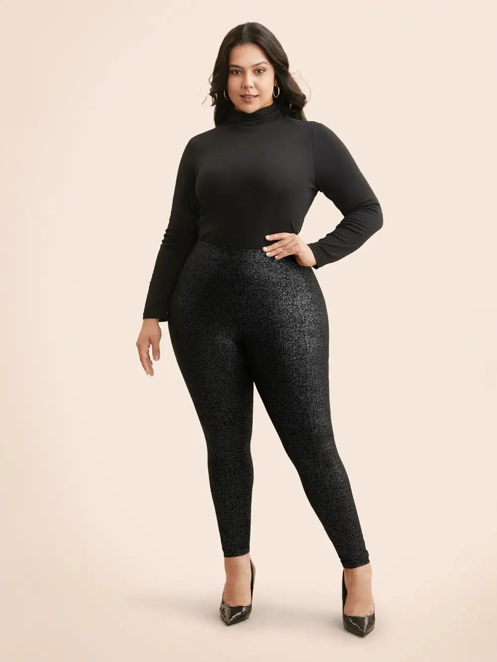 Glitter Pleated Skinny Leggings
