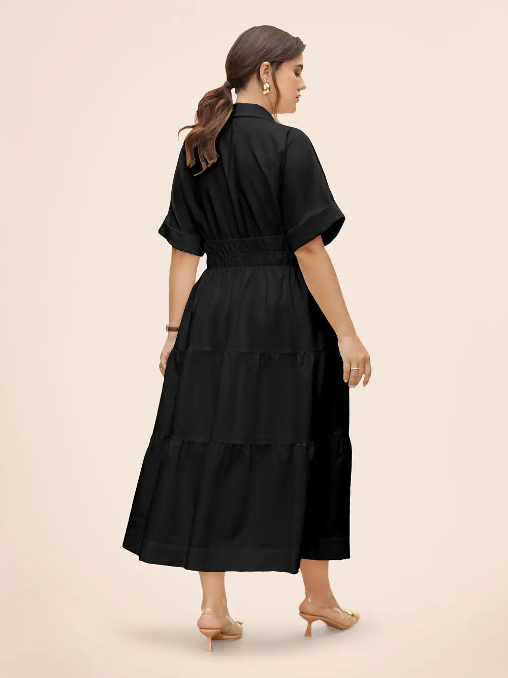 Midfield Tiered Midi Shirt Dress