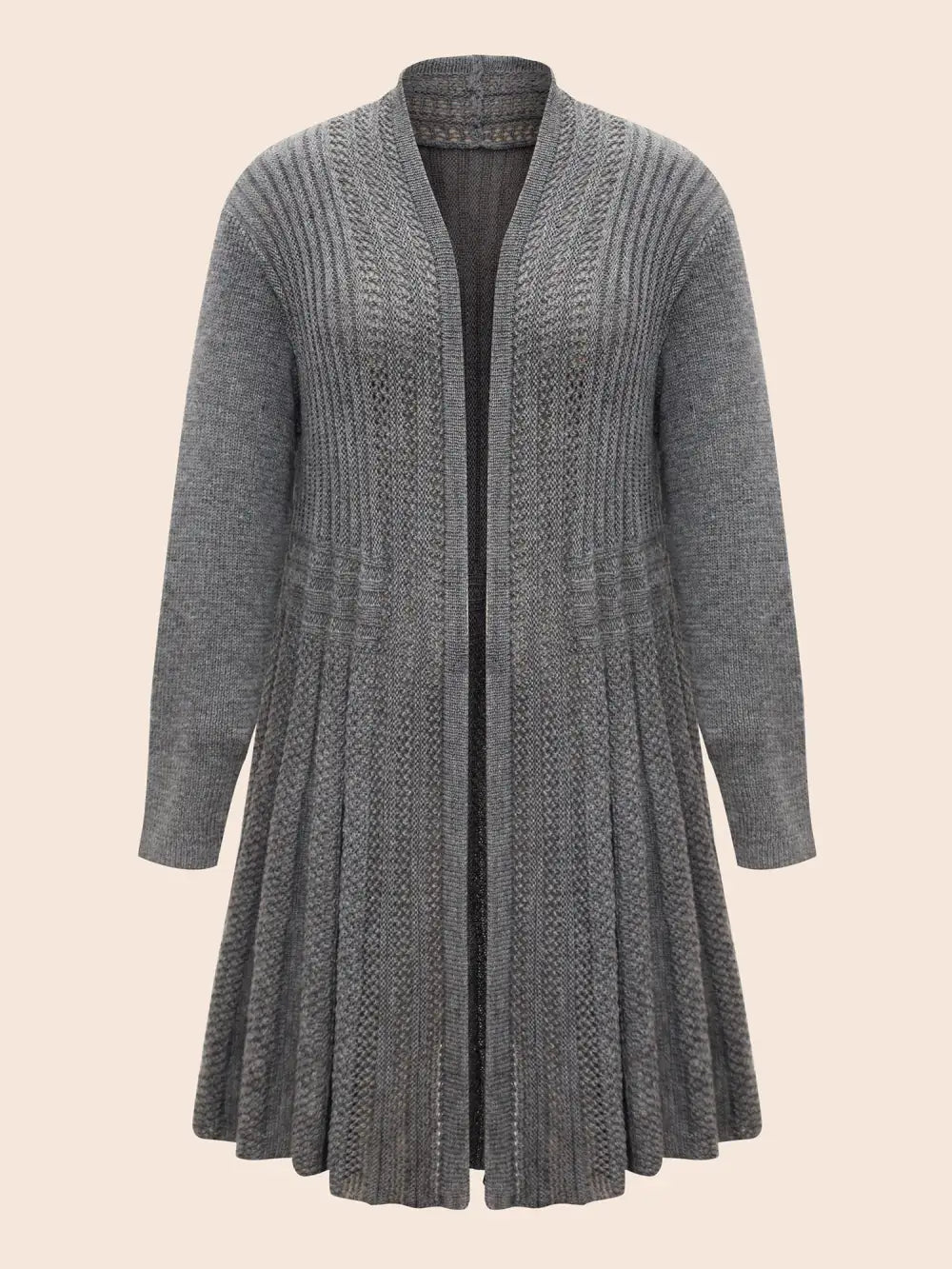 Plain Textured Kimono Collar Cardigan