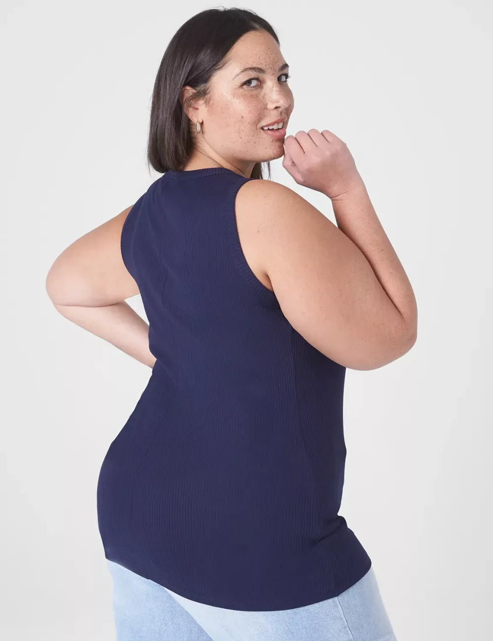 Fitted High-Neck Rib Tank