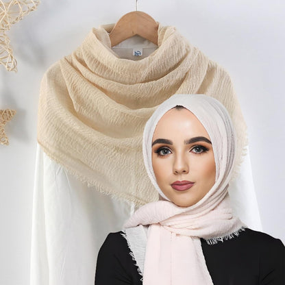 Soft Cotton Hemp Scarf Wrap Long Hijab Scarves for Women