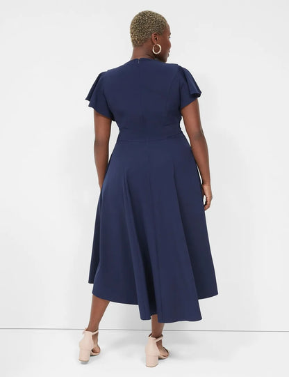 Lena V-Neck High-Low Midi Dress