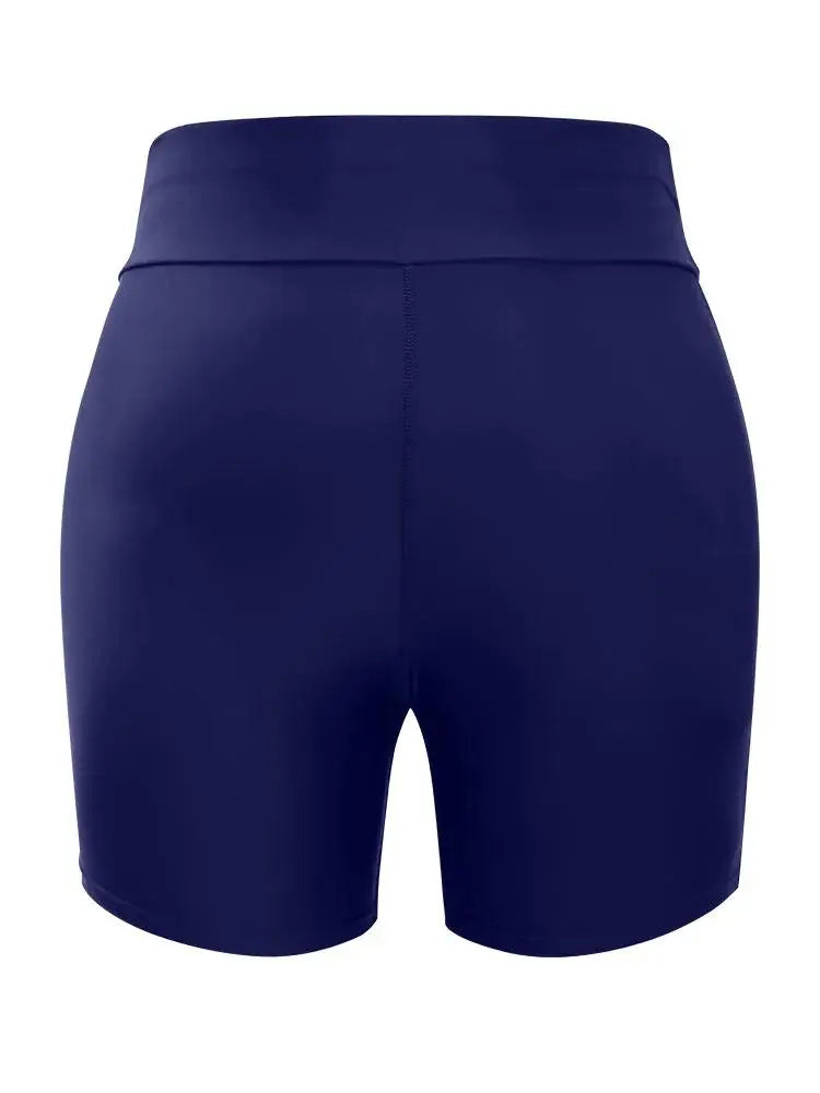 Solid Wideband Waist Swim Shorts
