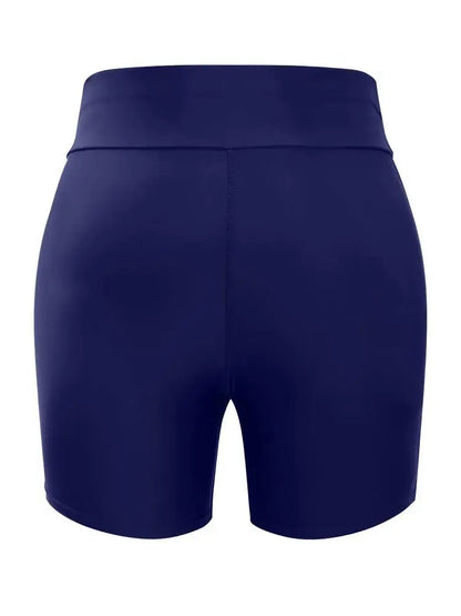 Solid Wideband Waist Swim Shorts