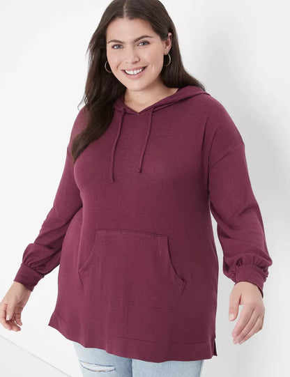 Relaxed Blouson-Sleeve Hacci Hoodie