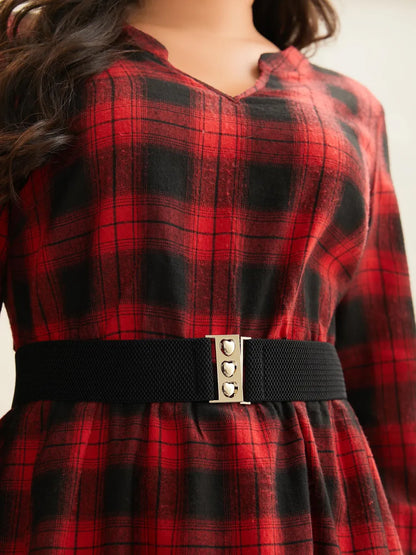 Tri-Heart Buckle Wide Elastic Belt