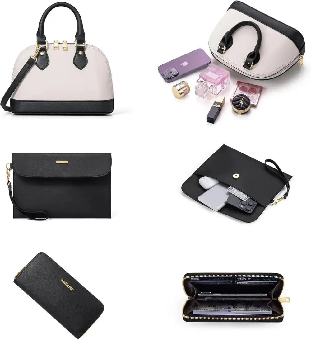 4PCS Women Fashion Handbags Purses Wallet Tote Shoulder Bags