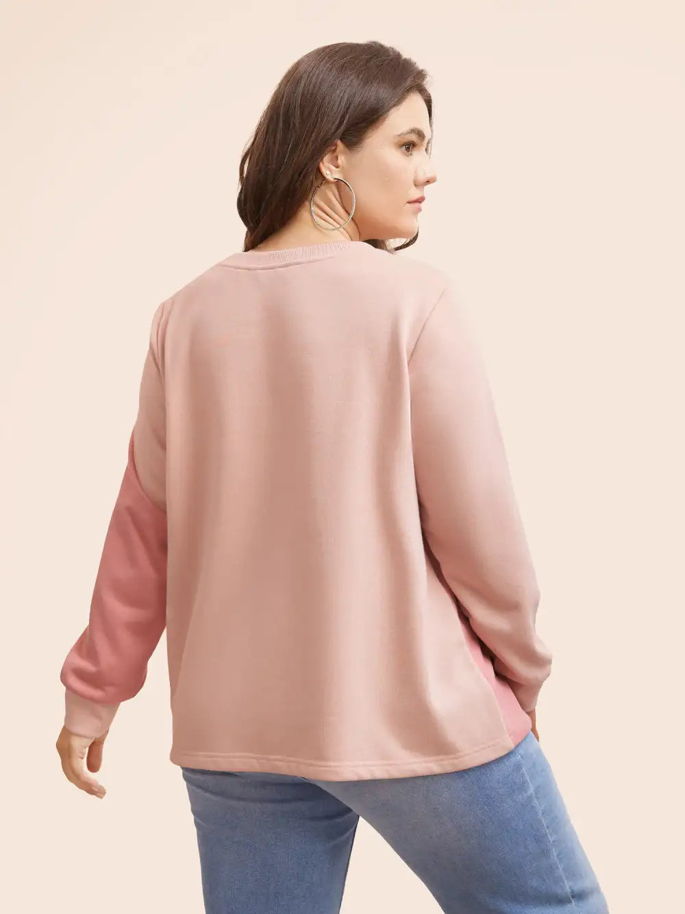 Colorblock Contrast Round Neck Sweatshirt