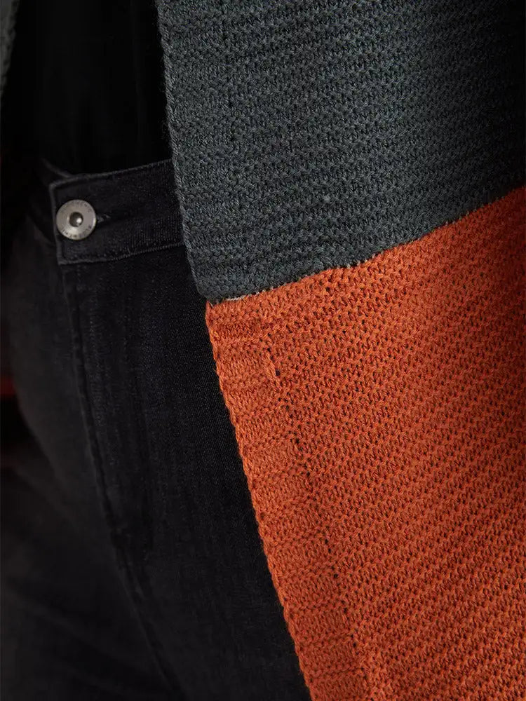 Colorblock Batwing Sleeve Patchwork Cardigan