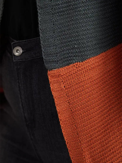 Colorblock Batwing Sleeve Patchwork Cardigan