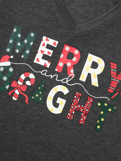 Merry & Bright Slogan Slim-Fit Tee