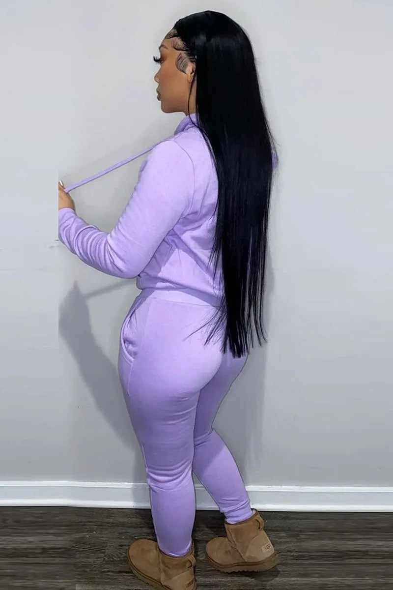 Casual Two Piece Drawstring Hoodie Pants Sweatsuit