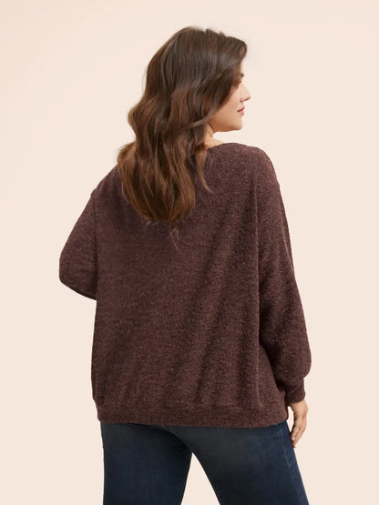 Textured Off Shoulder Drop Shoulder Sleeve Sweatshirt