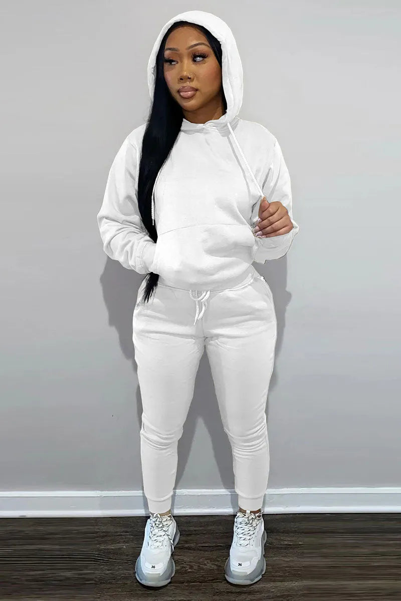 Casual Two Piece Drawstring Hoodie Pants Sweatsuit