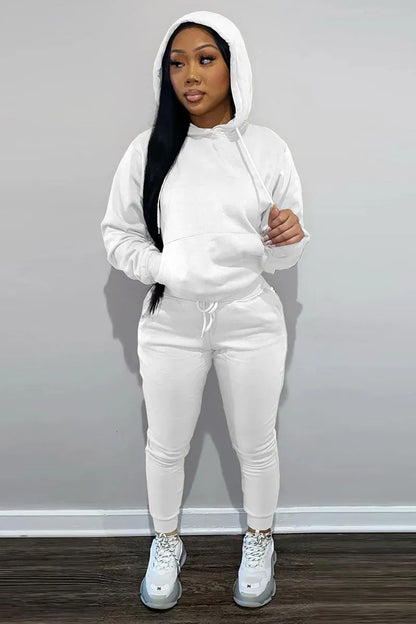 Casual Two Piece Drawstring Hoodie Pants Sweatsuit