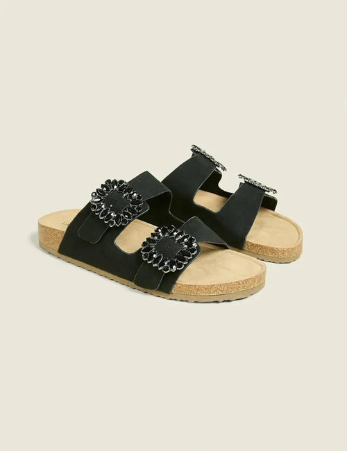 Dream Cloud Faux-Suede Embellished Slip-On Sandal