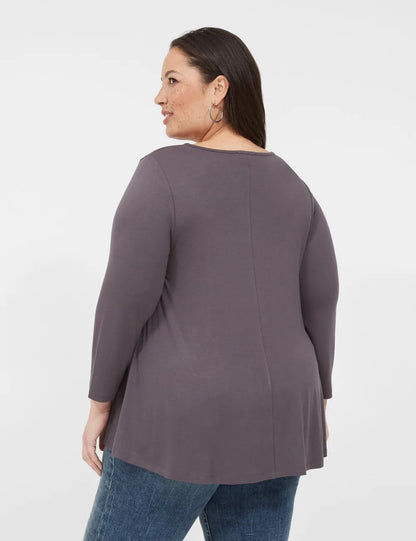 Swing 3/4-Sleeve Smocked Yoke Top