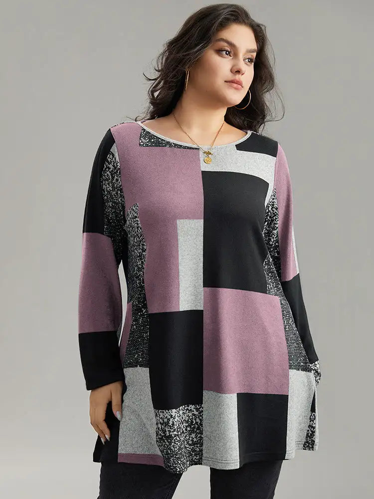 Colorblock Contrast Round Neck T-Shirt