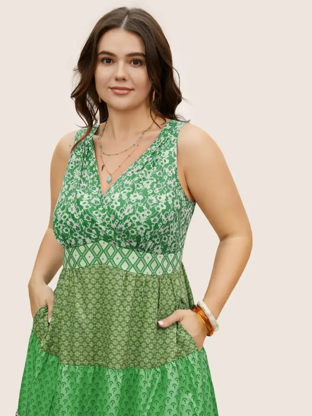 Bandana Patchwork Floral Sleeveless Dress