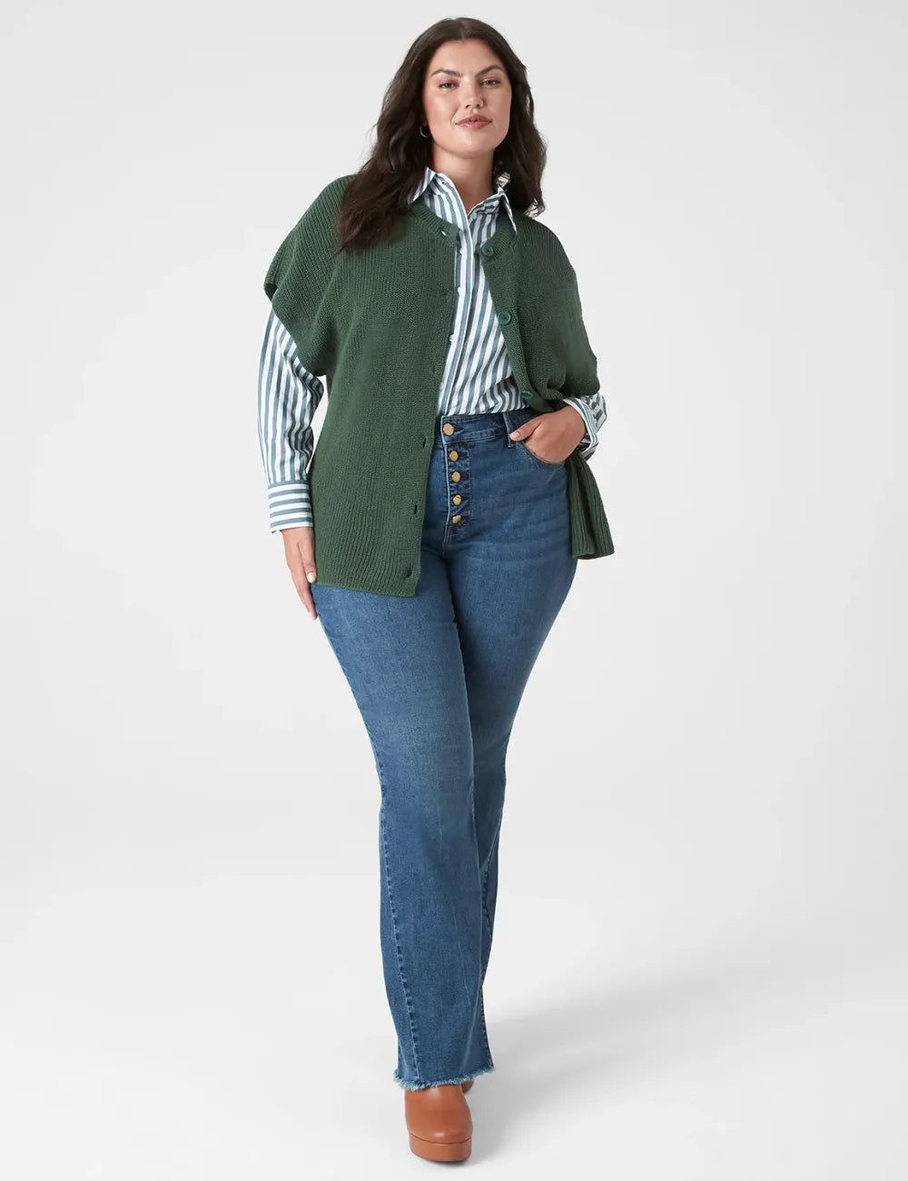 Short-Sleeve Button-Front Rib Cardigan