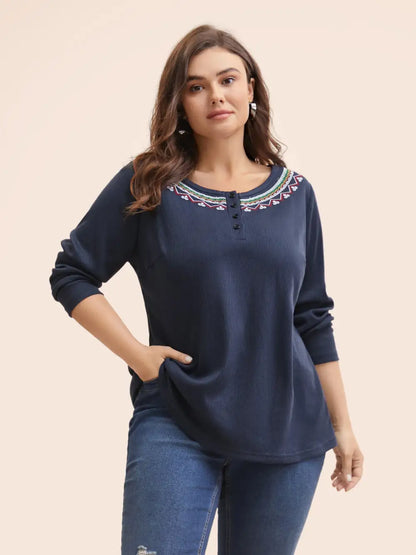 Bandana Embroidered Button Up T-Shirt