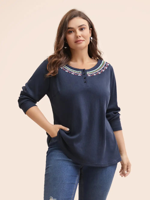 Bandana Embroidered Button Up T-Shirt