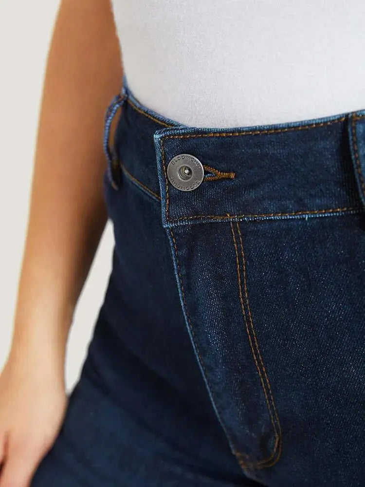 5 Packs-Very Stretchy High Rise Dark Wash Cropped Jeans