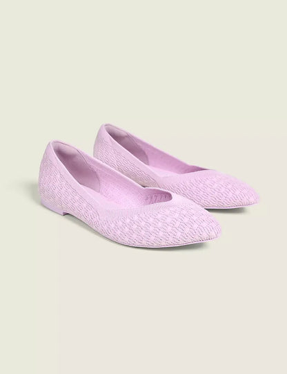 Stretch Knit Pointed Toe Ballet Flat