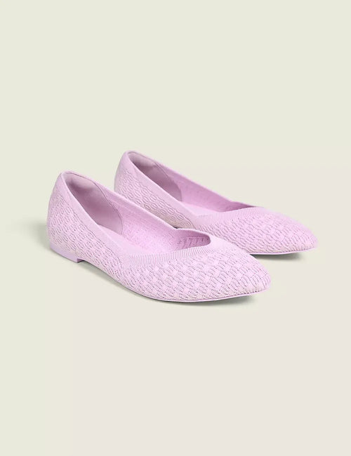 Stretch Knit Pointed Toe Ballet Flat
