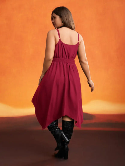 Mystic Irregular Lace Up Midi Dress