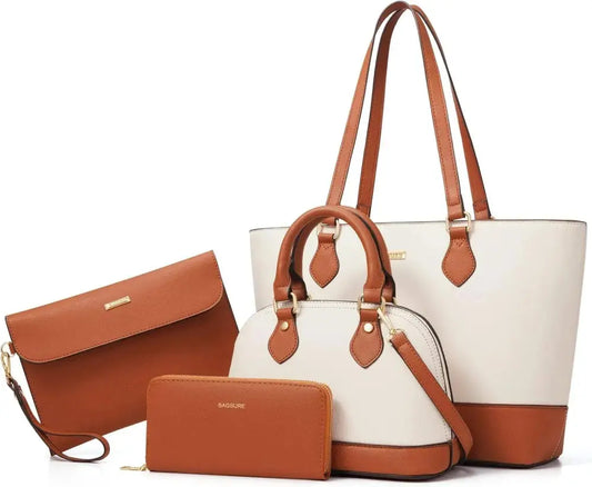 4PCS Women Fashion Handbags Purses Wallet Tote Shoulder Bags