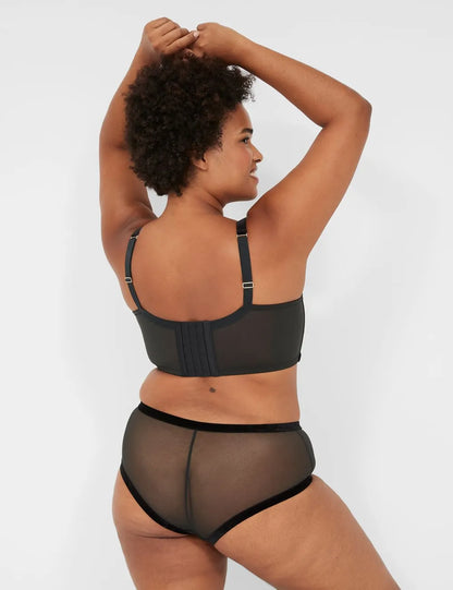 Velvet-Trim Unlined Balconette Bra