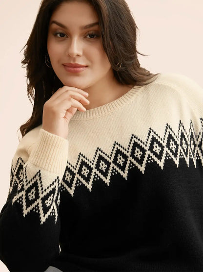 Bandana Geometric Raglan Sleeve Pullover