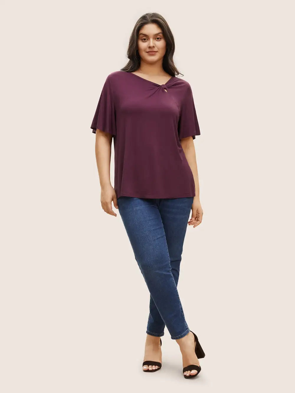 Supersoft Essentials Twist Front Asymmetrical Neck T-Shirt