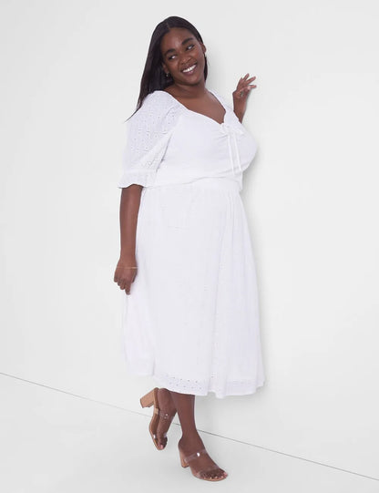 Crop Drawcord-Detail Eyelet Top