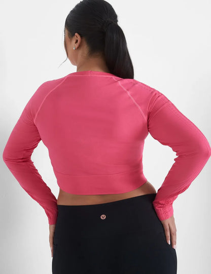 LIVI Seamless Fitted Sleeve-Detail Crop Tee