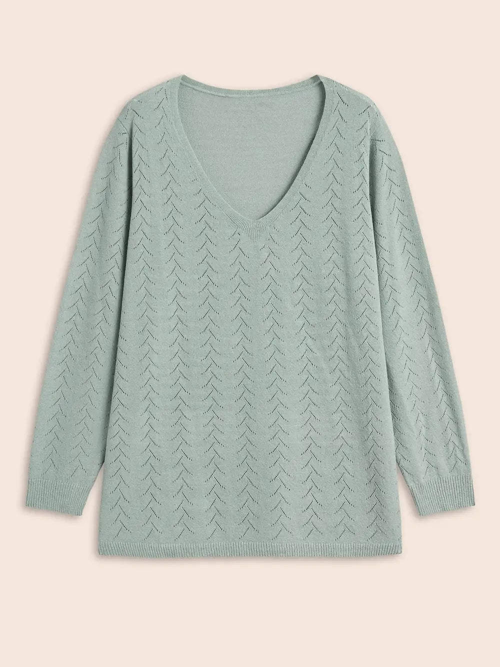 Texture V Neck Lightweight Pullover
