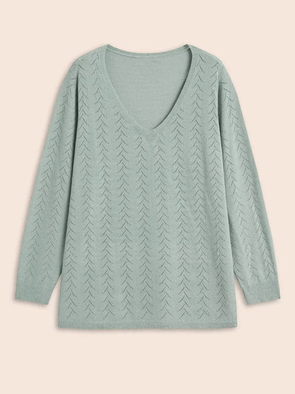 Texture V Neck Lightweight Pullover