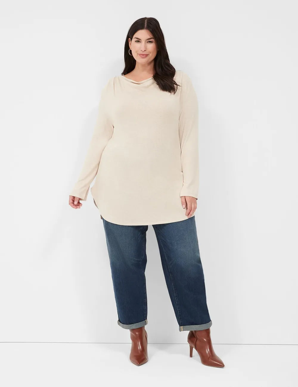 Relaxed Cowlneck Drop-Shoulder Top