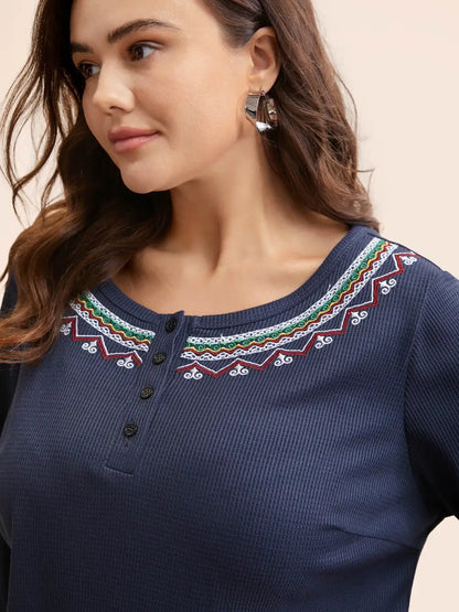 Bandana Embroidered Button Up T-Shirt